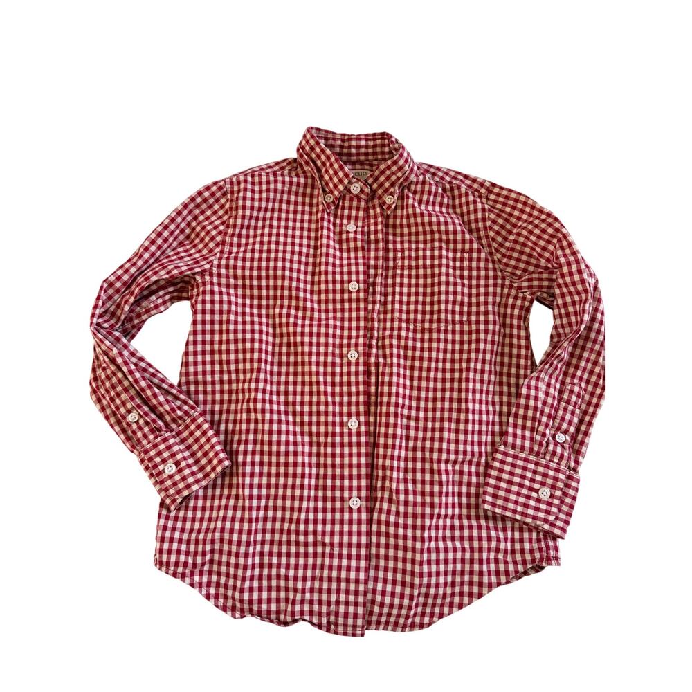 Crewcuts Boys Red & White Gingham Check Dress Shirt 4/5